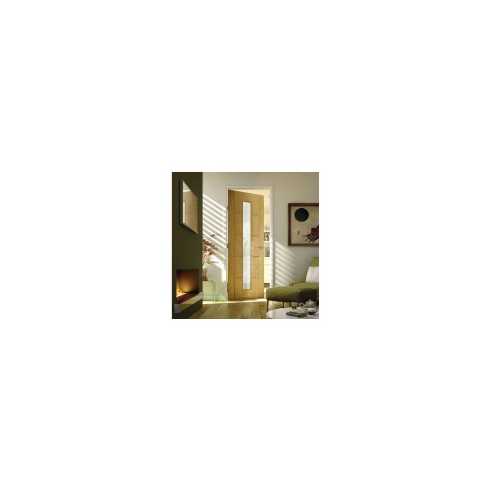 Doors2Floors D2F Rockingham Unfinished Internal Oak Door With Clear Glass D2FROCKUFCG