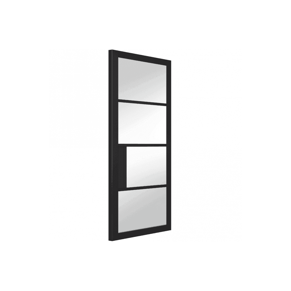 D2F BLACK Harlem Internal Primed Black Door with Clear Glass 4L HARLCLR