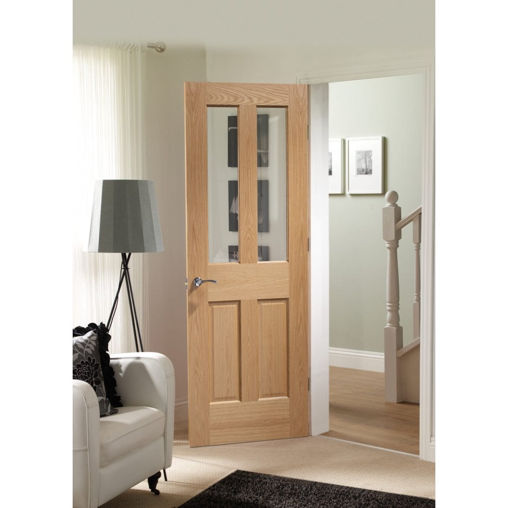 Doors2Floors D2F Malton Oak Unfinished Internal Door With Clear Glass D2FMALCL