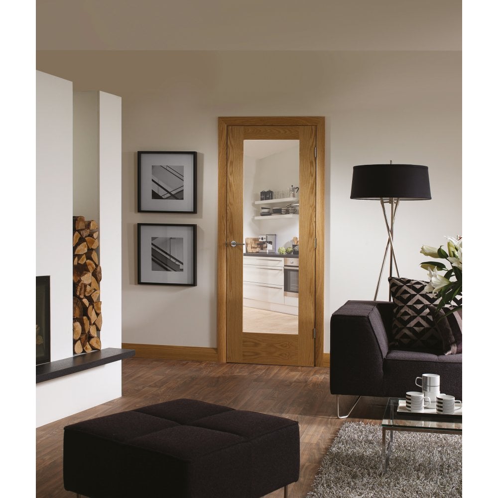 Doors2Floors D2F Pattern 10 Unfinished Internal Oak Door With Clear Glass D2FP10OAKCG