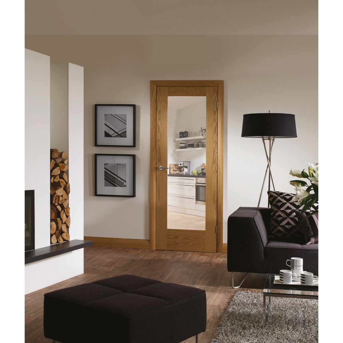 Doors2Floors D2F Pattern 10 Unfinished Internal Oak Door With Clear Glass D2FP10OAKCG