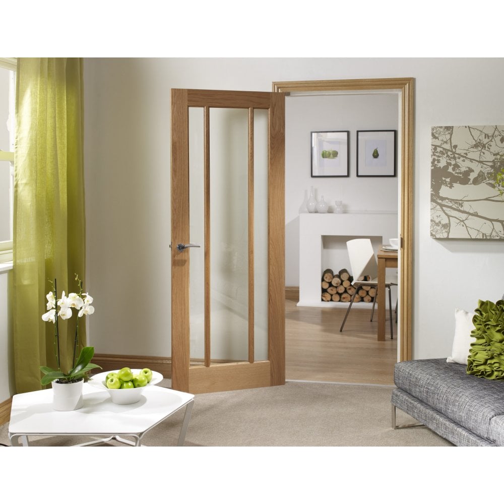 Doors2Floors D2F Ripon Unfinished Internal Oak Door With Clear Glass D2FRIPONUFCG
