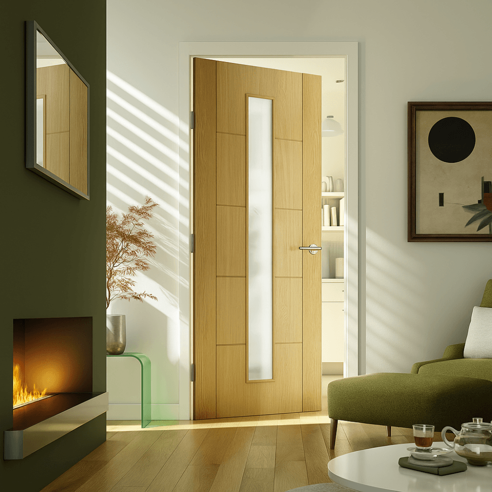 Doors2Floors D2F Rockingham Unfinished Internal Oak Door With Clear Glass D2FROCKUFCG