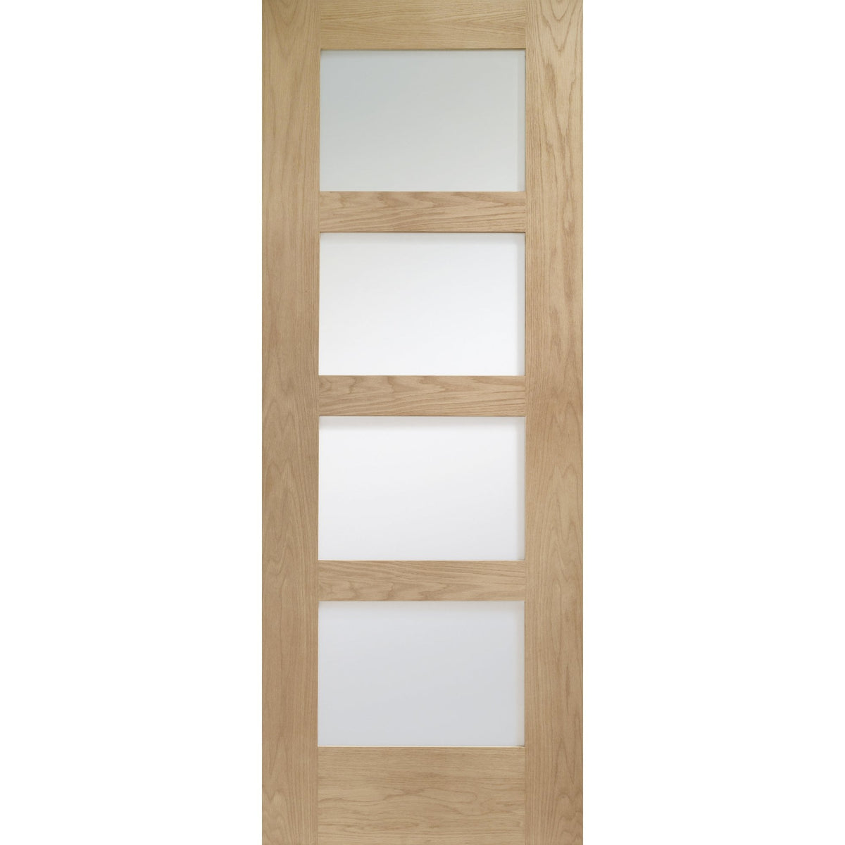 Doors2Floors D2F Shaker 4L Unfinished Internal Oak Door With Clear Glass D2FSHAKE4LCG
